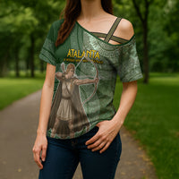 Atalanta Greek Mythology Huntress Archer Cross Shoulder Shirt Ancient Greek Meander Pattern