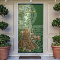Atalanta Greek Mythology Huntress Archer Door Cover Ancient Greek Meander Pattern