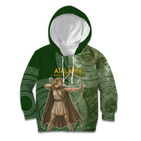 Atalanta Greek Mythology Huntress Archer Kid Hoodie Ancient Greek Meander Pattern