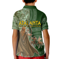 Atalanta Greek Mythology Huntress Archer Kid Polo Shirt Ancient Greek Meander Pattern