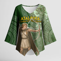 Atalanta Greek Mythology Huntress Archer Kimono Sleeve Blouse Ancient Greek Meander Pattern