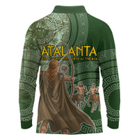 Atalanta Greek Mythology Huntress Archer Long Sleeve Polo Shirt Ancient Greek Meander Pattern