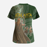 Atalanta Greek Mythology Huntress Archer Scrub Top Ancient Greek Meander Pattern
