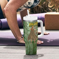 Atalanta Greek Mythology Huntress Archer Tumbler With Handle Ancient Greek Meander Pattern