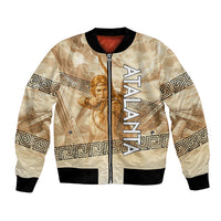 Atalanta Greek Mythology Huntress Archer Bomber Jacket Ancient Greek Heroine Goddess Vintage Meander Artwork