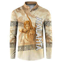Atalanta Greek Mythology Huntress Archer Button Sweatshirt Ancient Greek Heroine Goddess Vintage Meander Artwork
