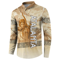 Atalanta Greek Mythology Huntress Archer Button Sweatshirt Ancient Greek Heroine Goddess Vintage Meander Artwork