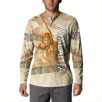 Atalanta Greek Mythology Huntress Archer Button Sweatshirt Ancient Greek Heroine Goddess Vintage Meander Artwork