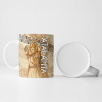 Atalanta Greek Mythology Huntress Archer Ceramic Mug Ancient Greek Heroine Goddess Vintage Meander Artwork