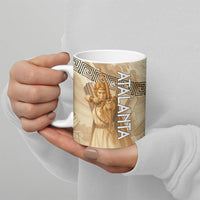 Atalanta Greek Mythology Huntress Archer Ceramic Mug Ancient Greek Heroine Goddess Vintage Meander Artwork