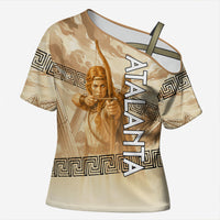 Atalanta Greek Mythology Huntress Archer Cross Shoulder Shirt Ancient Greek Heroine Goddess Vintage Meander Artwork