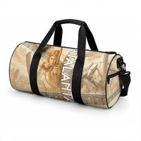 Atalanta Greek Mythology Huntress Archer Duffle Bag Ancient Greek Heroine Goddess Vintage Meander Artwork