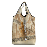 Atalanta Greek Mythology Huntress Archer Grocery Bag Ancient Greek Heroine Goddess Vintage Meander Artwork