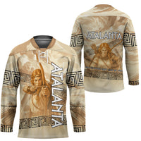 Atalanta Greek Mythology Huntress Archer Hockey Jersey Ancient Greek Heroine Goddess Vintage Meander Artwork
