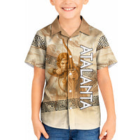 Atalanta Greek Mythology Huntress Archer Kid Hawaiian Shirt Ancient Greek Heroine Goddess Vintage Meander Artwork