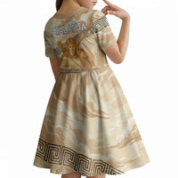 Atalanta Greek Mythology Huntress Archer Kid Short Sleeve Dress Ancient Greek Heroine Goddess Vintage Meander Artwork