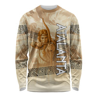 Atalanta Greek Mythology Huntress Archer Long Sleeve Shirt Ancient Greek Heroine Goddess Vintage Meander Artwork