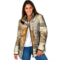 Atalanta Greek Mythology Huntress Archer Padded Jacket Ancient Greek Heroine Goddess Vintage Meander Artwork