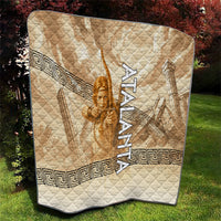 Atalanta Greek Mythology Huntress Archer Quilt Ancient Greek Heroine Goddess Vintage Meander Artwork