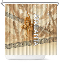 Atalanta Greek Mythology Huntress Archer Shower Curtain Ancient Greek Heroine Goddess Vintage Meander Artwork