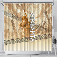 Atalanta Greek Mythology Huntress Archer Shower Curtain Ancient Greek Heroine Goddess Vintage Meander Artwork