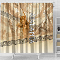 Atalanta Greek Mythology Huntress Archer Shower Curtain Ancient Greek Heroine Goddess Vintage Meander Artwork
