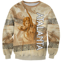 Atalanta Greek Mythology Huntress Archer Sweatshirt Ancient Greek Heroine Goddess Vintage Meander Artwork