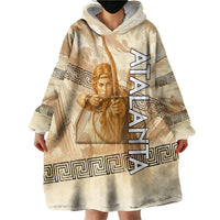 Atalanta Greek Mythology Huntress Archer Wearable Blanket Hoodie Ancient Greek Heroine Goddess Vintage Meander Artwork