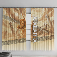 Atalanta Greek Mythology Huntress Archer Window Curtain Ancient Greek Heroine Goddess Vintage Meander Artwork