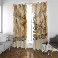 Atalanta Greek Mythology Huntress Archer Window Curtain Ancient Greek Heroine Goddess Vintage Meander Artwork