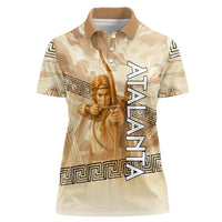 Atalanta Greek Mythology Huntress Archer Women Polo Shirt Ancient Greek Heroine Goddess Vintage Meander Artwork