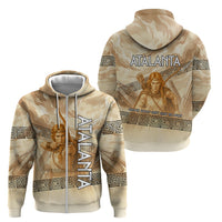 Atalanta Greek Mythology Huntress Archer Zip Hoodie Ancient Greek Heroine Goddess Vintage Meander Artwork