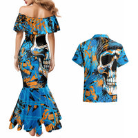 Grafity Skull Couples Matching Mermaid Dress and Hawaiian Shirt Street Style Skull Colorful Abstract Art - Wonder Print Shop