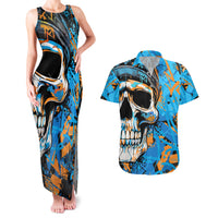 Grafity Skull Couples Matching Tank Maxi Dress and Hawaiian Shirt Street Style Skull Colorful Abstract Art - Wonder Print Shop