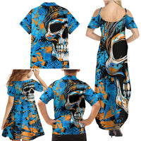 Grafity Skull Family Matching Summer Maxi Dress and Hawaiian Shirt Street Style Skull Colorful Abstract Art - Wonder Print Shop