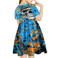 Grafity Skull Kid Short Sleeve Dress Street Style Skull Colorful Abstract Art - Wonder Print Shop