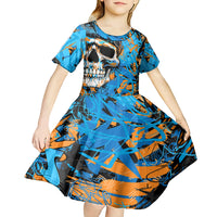 Grafity Skull Kid Short Sleeve Dress Street Style Skull Colorful Abstract Art - Wonder Print Shop