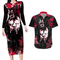 Skull Pattern Couples Matching Long Sleeve Bodycon Dress and Hawaiian Shirt The Time Is Aways Right To Do What Is Right - Wonder Print Shop
