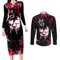 Skull Pattern Couples Matching Long Sleeve Bodycon Dress and Long Sleeve Button Shirts The Time Is Aways Right To Do What Is Right - Wonder Print Shop