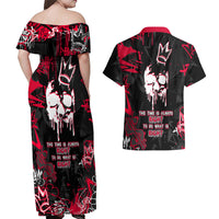 Skull Pattern Couples Matching Off Shoulder Maxi Dress and Hawaiian Shirt The Time Is Aways Right To Do What Is Right - Wonder Print Shop