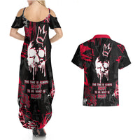 Skull Pattern Couples Matching Summer Maxi Dress and Hawaiian Shirt The Time Is Aways Right To Do What Is Right - Wonder Print Shop