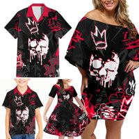Skull Pattern Family Matching Off Shoulder Short Dress and Hawaiian Shirt The Time Is Aways Right To Do What Is Right - Wonder Print Shop