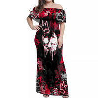 Skull Pattern Off Shoulder Maxi Dress The Time Is Aways Right To Do What Is Right - Wonder Print Shop