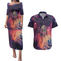 Skull Couples Matching Puletasi Dress and Hawaiian Shirt I Need More Space Cosmic Style - Wonder Print Shop