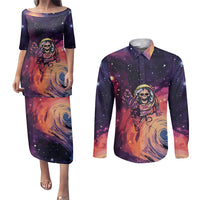 Skull Couples Matching Puletasi Dress and Long Sleeve Button Shirts I Need More Space Cosmic Style - Wonder Print Shop