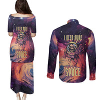 Skull Couples Matching Puletasi Dress and Long Sleeve Button Shirts I Need More Space Cosmic Style - Wonder Print Shop