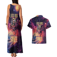 Skull Couples Matching Tank Maxi Dress and Hawaiian Shirt I Need More Space Cosmic Style - Wonder Print Shop