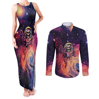 Skull Couples Matching Tank Maxi Dress and Long Sleeve Button Shirts I Need More Space Cosmic Style - Wonder Print Shop