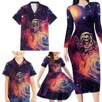 Skull Family Matching Long Sleeve Bodycon Dress and Hawaiian Shirt I Need More Space Cosmic Style - Wonder Print Shop
