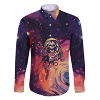 Skull Family Matching Off Shoulder Long Sleeve Dress and Hawaiian Shirt I Need More Space Cosmic Style - Wonder Print Shop